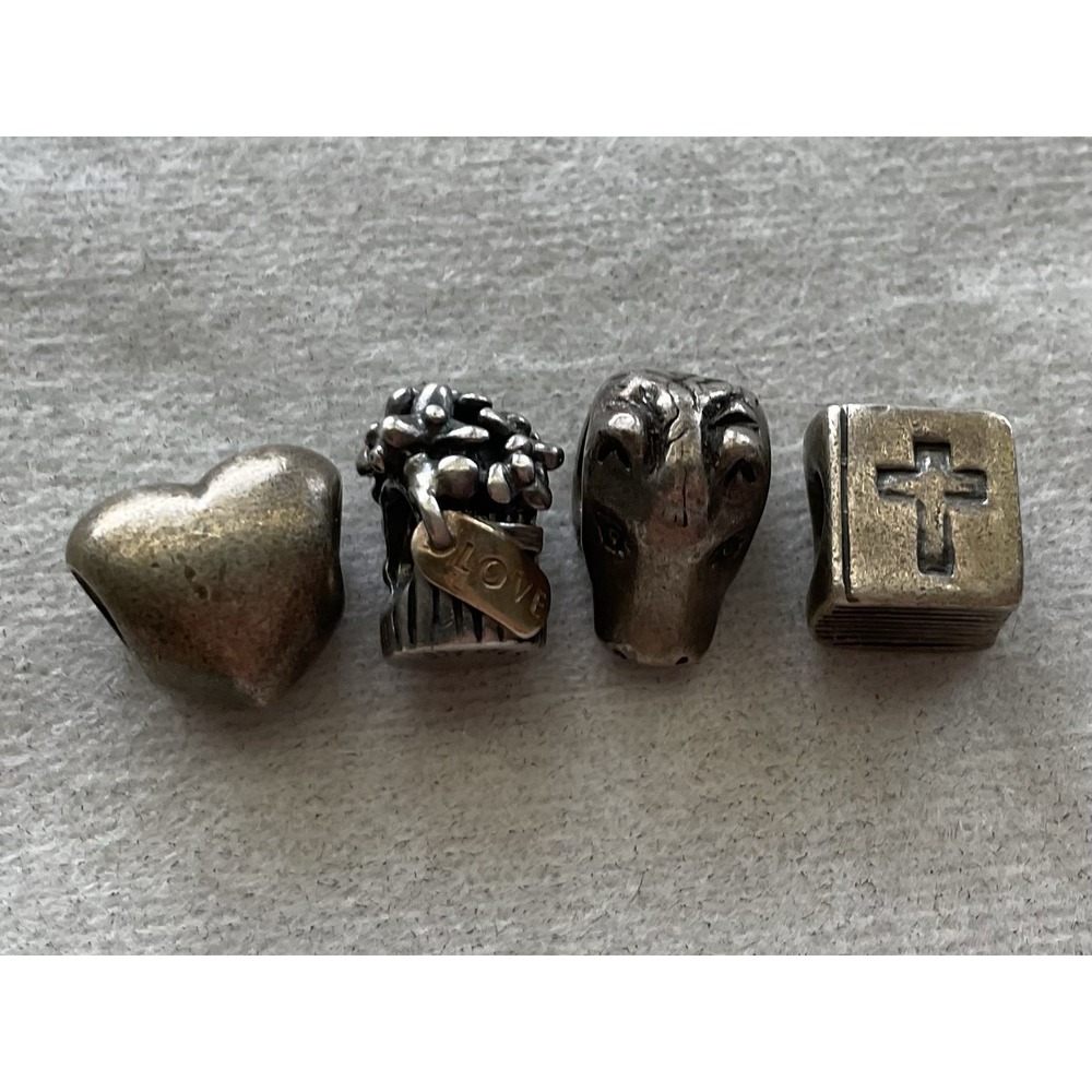 Lot Of 4 Pandora ALE 925 Sterling Silver Charm Valentine Horse Head Bible Ect